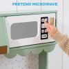 imageBest Choice Products Wooden Pretend Play Cottage Kitchen Kids Toy wStorage Scalloped Edge 5 Accessories Microwave Oven Clicking Knobs  SageSage