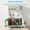 imageBest Choice Products Wooden Pretend Play Cottage Kitchen Kids Toy wStorage Scalloped Edge 5 Accessories Microwave Oven Clicking Knobs  SageSage