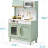 imageBest Choice Products Wooden Pretend Play Cottage Kitchen Kids Toy wStorage Scalloped Edge 5 Accessories Microwave Oven Clicking Knobs  SageSage