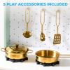 imageBest Choice Products Wooden Pretend Play Cottage Kitchen Kids Toy wStorage Scalloped Edge 5 Accessories Microwave Oven Clicking Knobs  SageSage