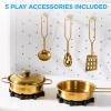 imageBest Choice Products Wooden Pretend Play Cottage Kitchen Kids Toy wStorage Scalloped Edge 5 Accessories Microwave Oven Clicking Knobs  SageWhite