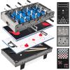 imageBest Choice Products 11in1 Kids Combo Game Table Set for Home Game Room wPing Pong Foosball Table Hockey Chess Checkers Shuffleboard Bowling 5 Accessory BagsGray