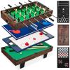 imageBest Choice Products 11in1 Kids Combo Game Table Set for Home Game Room wPing Pong Foosball Table Hockey Chess Checkers Shuffleboard Bowling 5 Accessory BagsDark Wood