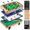imageBest Choice Products 11in1 Kids Combo Game Table Set for Home Game Room wPing Pong Foosball Table Hockey Chess Checkers Shuffleboard Bowling 5 Accessory BagsLight Wood