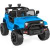 imageBest Choice Products 12V Kids Ride On Truck Car wParent Remote Control Spring Suspension LED Lights AUX Port  GreenLight Blue