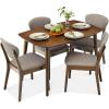 imageBest Choice Products 3Piece MidCentury Modern Wood Dining Kitchen Table ampamp Chair Set w 2 Upholstered Bench Seats  WalnutCreamWalnutLight Gray