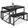 imageBest Choice Products 455in 3Piece Bench Style Dining Furniture Set 4Person SpaceSaving Dinette for Kitchen Dining Room w 2 Benches Table  BlackBlackBlackBlack