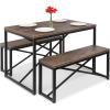 imageBest Choice Products 455in 3Piece Bench Style Dining Furniture Set 4Person SpaceSaving Dinette for Kitchen Dining Room w 2 Benches Table  BlackBlackBrownBlack