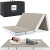 imageBest Choice Products 4in Portable QueenSize Mattress TriFold Mattress for Camping Guest Toddler Foam Plush wCarry Case  Midnight BlueTaupe