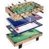 imageBest Choice Products 4in1 Multi Game Table Childrens Combination Arcade Set for Home Play Room Rec Room wPool Billiards Air Hockey Foosball and Table TennisNatural