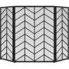 imageBest Choice Products 52x31in 3 Panel Chevron Fireplace Screen Mid Century Modern Wrought Iron Hand Crafted Fire Place Guard for Living Room Home Decor Steel Mesh  GoldBlack