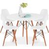 imageBest Choice Products 5Piece Dining Set Compact MidCentury Modern Table ampamp Chair Set for Home Apartment w 4 Chairs Plastic Seats Wooden Legs Metal Frame  BlueOakWhiteWalnut