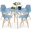 imageBest Choice Products 5Piece Dining Set Compact MidCentury Modern Table ampamp Chair Set for Home Apartment w 4 Chairs Plastic Seats Wooden Legs Metal Frame  BlueOakBlueOak