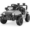 imageBest Choice Products 6V Kids Ride On Toy Mini Truck Electric Play Car wParent Remote Control 4Wheel Suspension LED Lights 2 Speeds Functional Horn 31MPH Max Speed  SandLight Gray