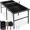 imageBest Choice Products 6x3ft Portable Ping Pong Table MidSize Folding Indoor Outdoor Table Tennis w 2 Paddles 4 Balls Included Carrying BagBlack