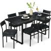 imageBest Choice Products 7Piece Modern Dining Room Set Kitchen Table Set Dining Table w 6 Chairs Upholstered Cushions Solid Metal Frame Curved Backrest  BlackIvoryBlackBlack