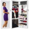 imageBest Choice Products LED Mirror Jewelry Cabinet Tall Lockable Wall or Door Mounted Jewelry Armoire Organizer with Mirror 2 Drawers Lock Cosmetic Tray Shelves  WhiteWhite