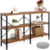 imageBest Choice Products Large Console Table 3Tier 55in Rustic Industrial Sofa Table Storage for Living Room Entryway Foyer Hallway wEVA NonScratch Feet Steel Frame  BrownBrown