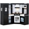imageBest Choice Products Pretend Play Corner Kitchen Ultimate Interactive Wooden Kids Playset wLights ampamp Sounds Ice Maker Hood  PinkBlack