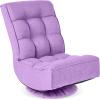 imageBest Choice Products Reclining Folding Floor Gaming Chair for Home Office Lounging Reading w 360Degree Swivel 4 Adjustable Positions Tufted Cushions  BlackLavender