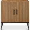 imageBest Choice Products Slatted Sideboard Buffet Cabinet Entryway Table Accent Storage Cabinet Console Table for Hallway Living Room Dining Room  Dark BrownBrown