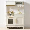 imageBest Choice Products Wooden Pretend Play Cottage Kitchen Kids Toy wStorage Scalloped Edge 5 Accessories Microwave Oven Clicking Knobs  SageCream
