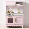 imageBest Choice Products Wooden Pretend Play Cottage Kitchen Kids Toy wStorage Scalloped Edge 5 Accessories Microwave Oven Clicking Knobs  SagePink