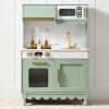 imageBest Choice Products Wooden Pretend Play Cottage Kitchen Kids Toy wStorage Scalloped Edge 5 Accessories Microwave Oven Clicking Knobs  SageSage