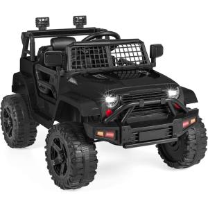 imageBest Choice Products 12V Kids Ride On Truck Car wParent Remote Control Spring Suspension LED Lights AUX Port  GreenBlack