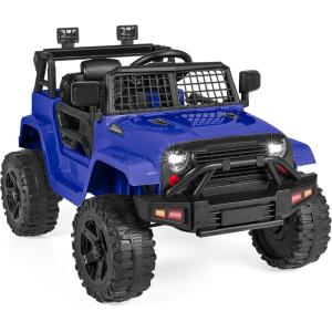 imageBest Choice Products 12V Kids Ride On Truck Car wParent Remote Control Spring Suspension LED Lights AUX Port  GreenBlue