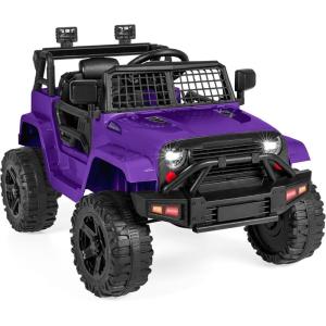 imageBest Choice Products 12V Kids Ride On Truck Car wParent Remote Control Spring Suspension LED Lights AUX Port  GreenPurple