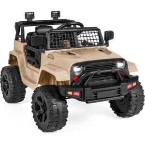 imageBest Choice Products 12V Kids Ride On Truck Car wParent Remote Control Spring Suspension LED Lights AUX Port  GreenSand