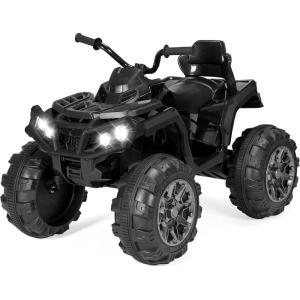 imageBest Choice Products 12V Kids RideOn Electric ATV 4Wheeler Quad Car Toy wBluetooth Audio 37mph Max Speed Treaded Tires LED Headlights Radio  OrangeBlack