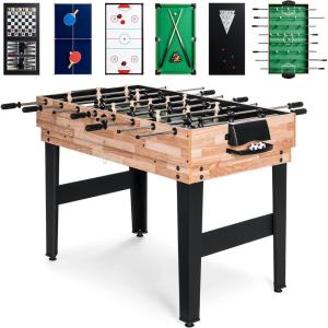 imageBest Choice Products 2x4ft 10in1 Combo Game Table Set for Home Game Room Friends ampamp Family wHockey Foosball Pool Shuffleboard Ping Pong Chess Checkers Bowling and BackgammonNatural
