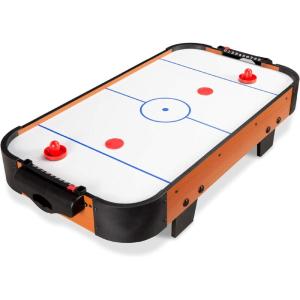imageBest Choice Products 40in Portable Tabletop Air Hockey Arcade Table for Game Room w 100V Motor Electric Fan 2 Strikers 2 PucksLight Brown