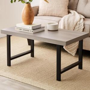 imageBest Choice Products 44in Modern Coffee Table Butcher Block Top Large Accent Table Rectangular Wood Industrial Rustic Coffee Table for Living Room w 2in Metal Legs 3in Tabletop  BrownGrey
