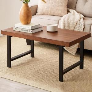 imageBest Choice Products 44in Modern Coffee Table Butcher Block Top Large Accent Table Rectangular Wood Industrial Rustic Coffee Table for Living Room w 2in Metal Legs 3in Tabletop  BrownBrown