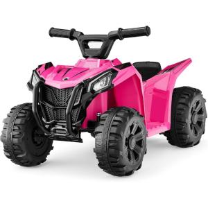 imageBest Choice Products 6V Kids Ride On Toy 4Wheeler Quad ATV Play Car w 18MPH Max Speed Treaded Tires Rubber Handles PushButton Accelerator  PurpleHot Pink
