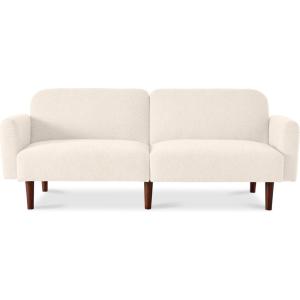 imageBest Choice Products 77quot Mid Century Modern Boucle Loveseat Sofa Couch Convertible Sofa Sleeper Bed wReal Wood Removable Armrest  Slate BlueBoucle  Ivory