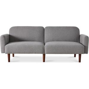 imageBest Choice Products 77quot Mid Century Modern Boucle Loveseat Sofa Couch Convertible Sofa Sleeper Bed wReal Wood Removable Armrest  Slate BlueBoucle  Storm Gray