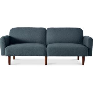 imageBest Choice Products 77quot Mid Century Modern Boucle Loveseat Sofa Couch Convertible Sofa Sleeper Bed wReal Wood Removable Armrest  Slate BlueBoucle  Slate Blue