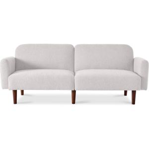 imageBest Choice Products 77quot Mid Century Modern Boucle Loveseat Sofa Couch Convertible Sofa Sleeper Bed wReal Wood Removable Armrest  Slate BlueBoucle  Frost Gray