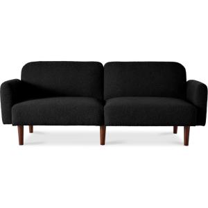 imageBest Choice Products 77quot Mid Century Modern Boucle Loveseat Sofa Couch Convertible Sofa Sleeper Bed wReal Wood Removable Armrest  Slate BlueBoucle  Midnight Black