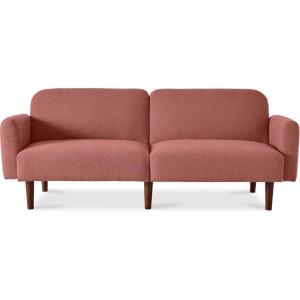 imageBest Choice Products 77quot Mid Century Modern Boucle Loveseat Sofa Couch Convertible Sofa Sleeper Bed wReal Wood Removable Armrest  Slate BlueBoucle  Mauve