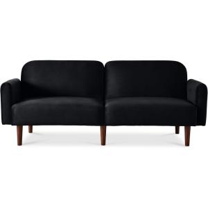 imageBest Choice Products 77quot Mid Century Modern Boucle Loveseat Sofa Couch Convertible Sofa Sleeper Bed wReal Wood Removable Armrest  Slate BlueVelvet  Onyx Black