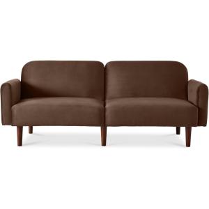 imageBest Choice Products 77quot Mid Century Modern Boucle Loveseat Sofa Couch Convertible Sofa Sleeper Bed wReal Wood Removable Armrest  Slate BlueVelvet  Mocha Brown