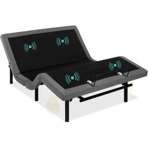 imageBest Choice Products Ergonomic Split King Size Adjustable Bed Frame Electric Base wWireless Remote Control Nightlight Massager 2 USB PortsQueen