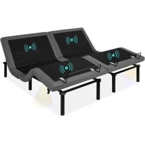 imageBest Choice Products Ergonomic Split King Size Adjustable Bed Frame Electric Base wWireless Remote Control Nightlight Massager 2 USB PortsSplit King