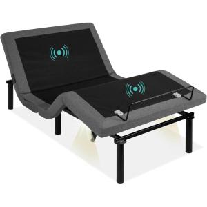 imageBest Choice Products Ergonomic Split King Size Adjustable Bed Frame Electric Base wWireless Remote Control Nightlight Massager 2 USB PortsTwin XL