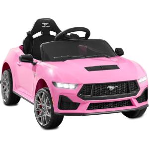 imageBest Choice Products Kids 12V Electric Ride On Car Officially Licensed Ford Mustang wParent Control LED Lights 2 Speeds Bluetooth  YellowPink